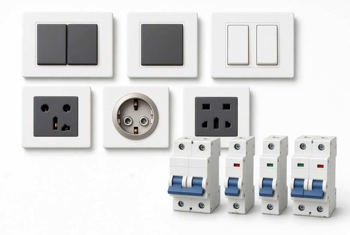 Switches, sockets and circuit breakers